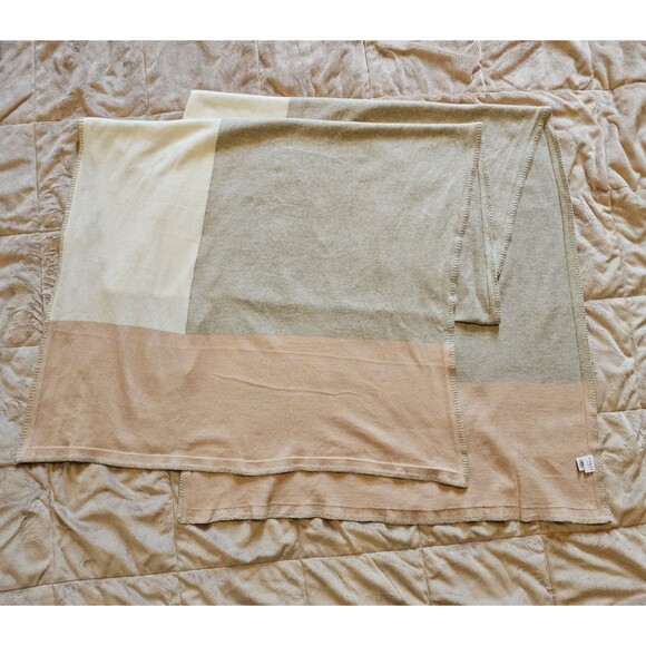 Zestt Organics 100% Organic Cotton Colorblock Scarf Travel Wrap Neutral Beige - Picture 6 of 6